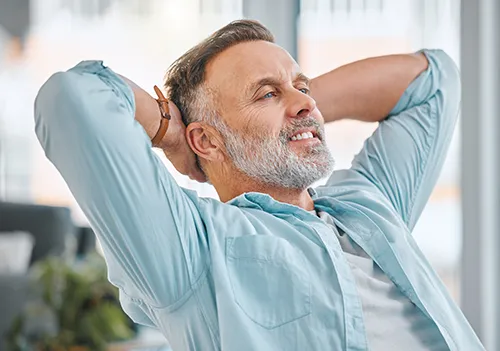 Man feeling relief from migraine headache